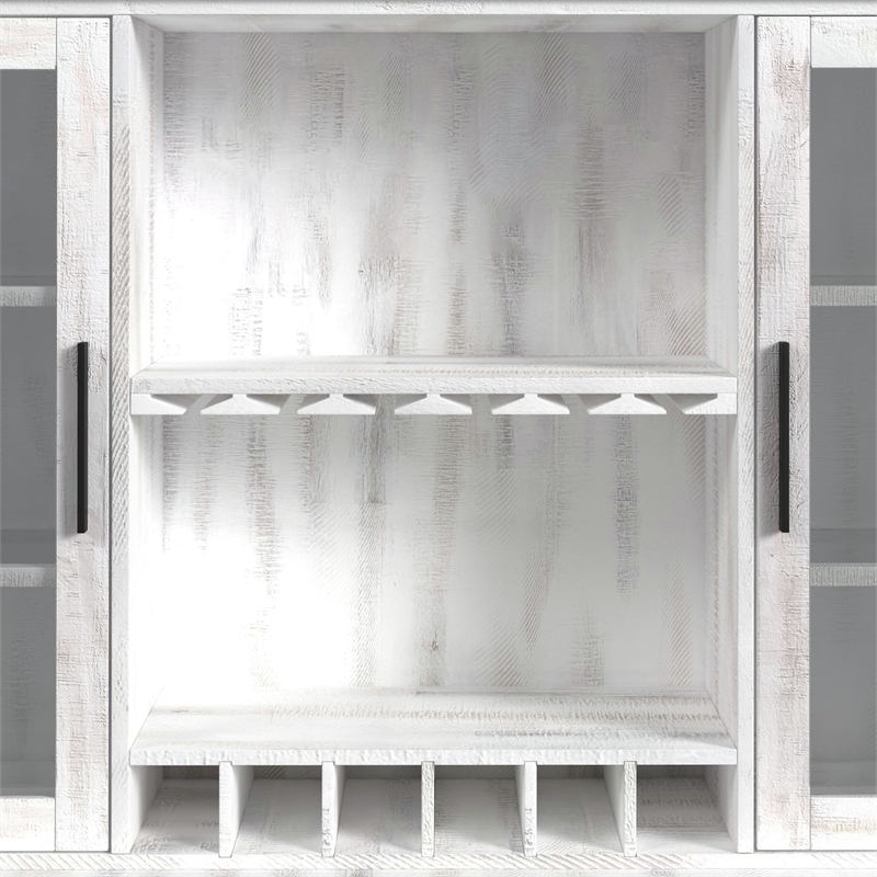 Picket House Furnishings Westwood Buffet & Hutch with LED in Rustic White