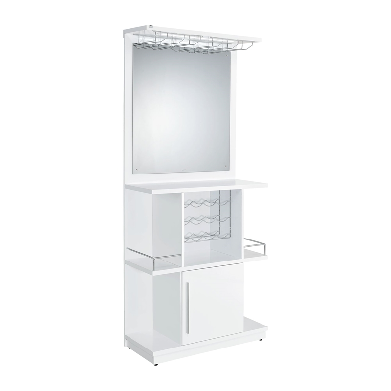 Picket House Furnishings Gwendolyn Wine Cabinet with Light in Glossy White