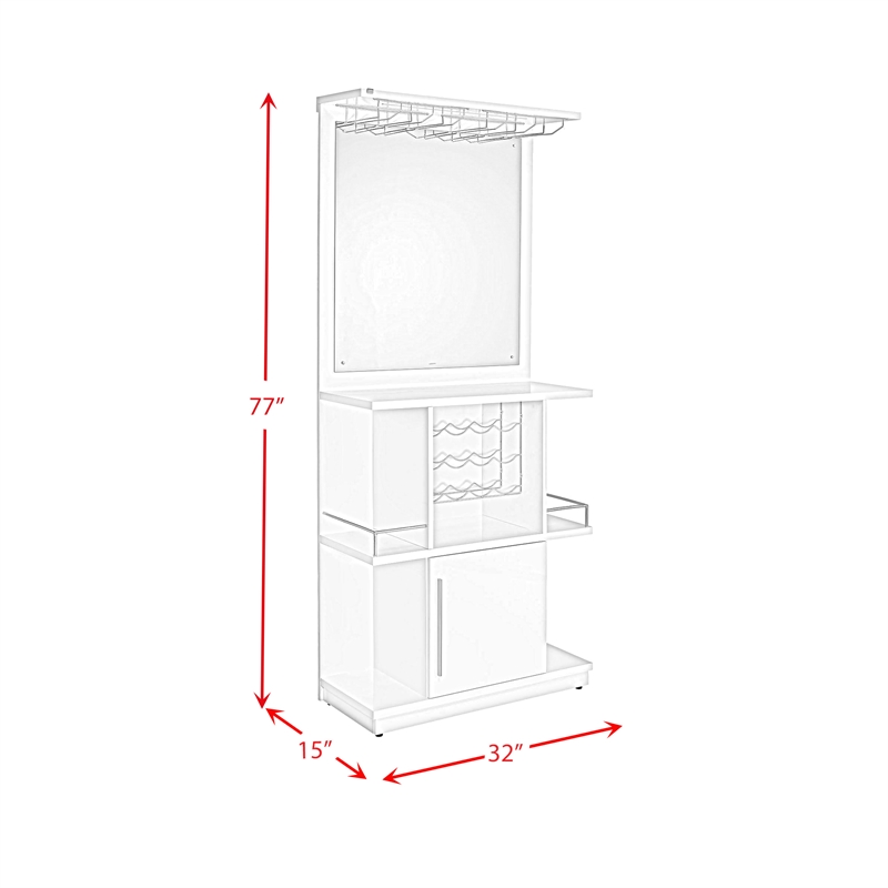 Picket House Furnishings Gwendolyn Wine Cabinet with Light in Glossy White