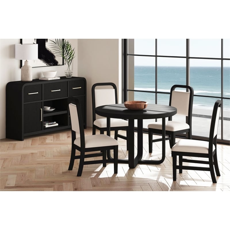 Picket House Furnishings Woodridge  Round Dining Table in Black with Grain