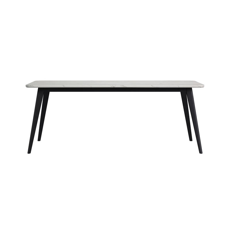 Picket House Furnishings Megan Dining Table with White Faux Marble Top in Black