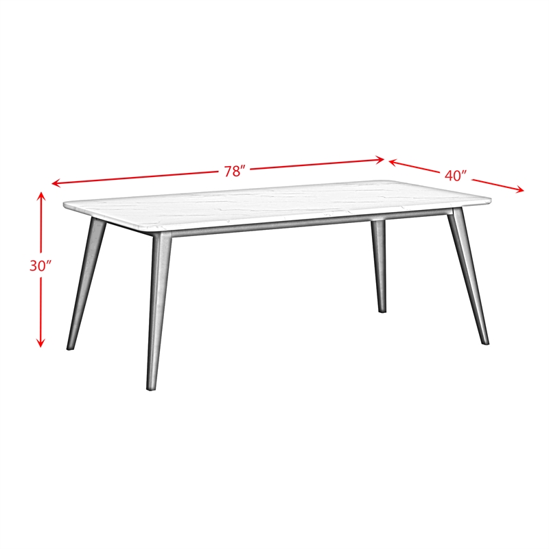 Picket House Furnishings Megan Dining Table with White Faux Marble Top in Black
