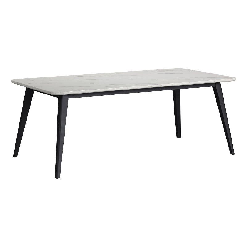 Picket House Furnishings Megan Dining Table with White Faux Marble Top in Black