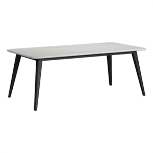 Picket House Furnishings Megan Dining Table with White Faux Marble Top in Black