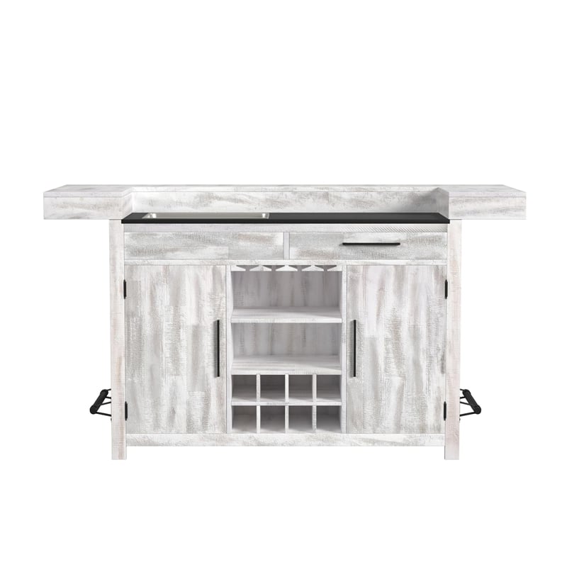 Picket House Furnishings Westwood Bar Table with Ice Tray in Rustic White
