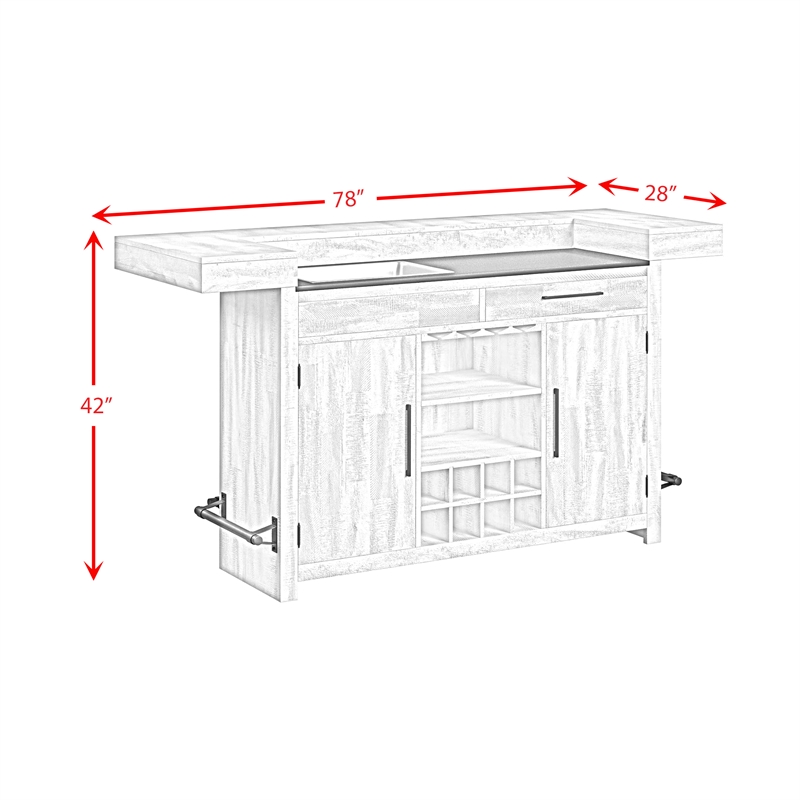 Picket House Furnishings Westwood Bar Table with Ice Tray in Rustic White