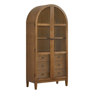 Picket House Furnishings Beth Display Cabinet in Brown Oak