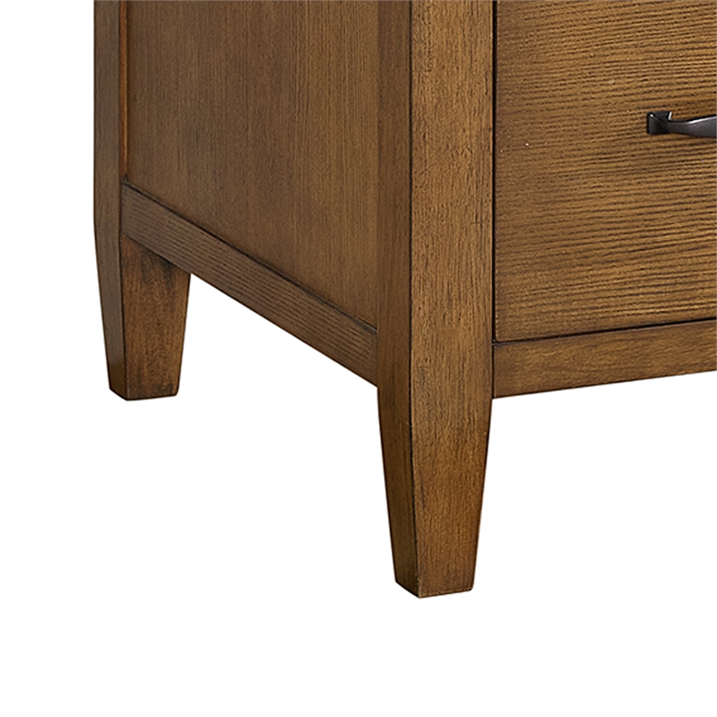 Picket House Furnishings Beth Double Pedestal Desk with Power/USB in Brown Oak
