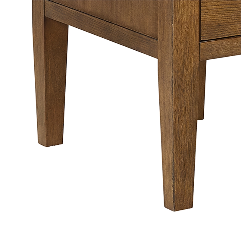 Picket House Furnishings Beth Half Pedestal Desk with Power/USB in Brown Oak