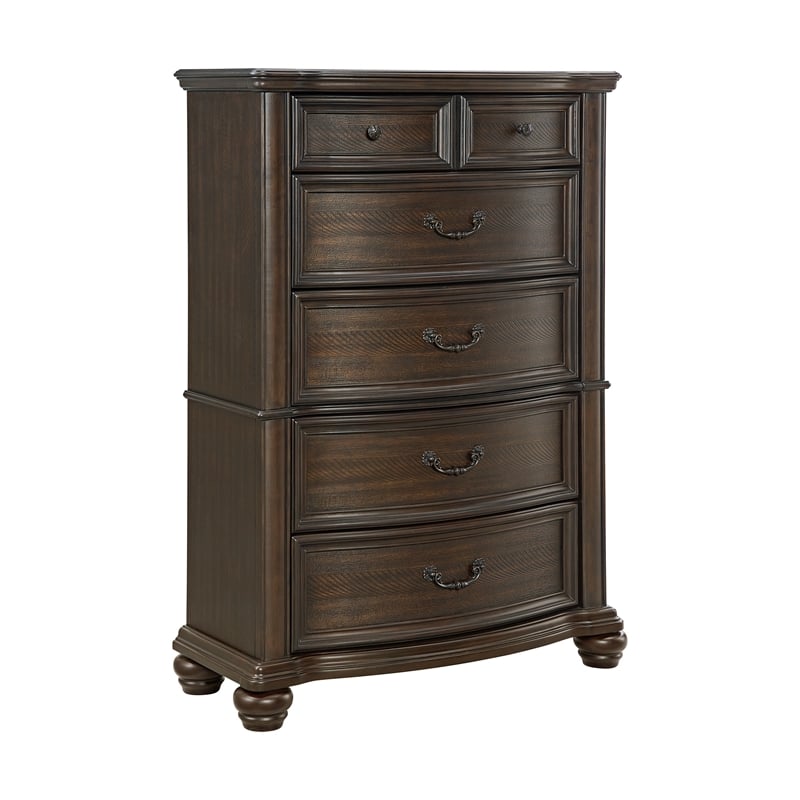 Rosalinda King Panel 5PC Bedroom Set in Mahogany