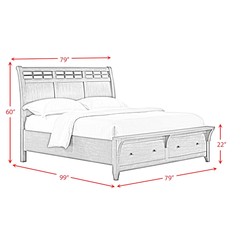 Joseph King Sleigh Storage 5PC Bedroom Set in Chestnut