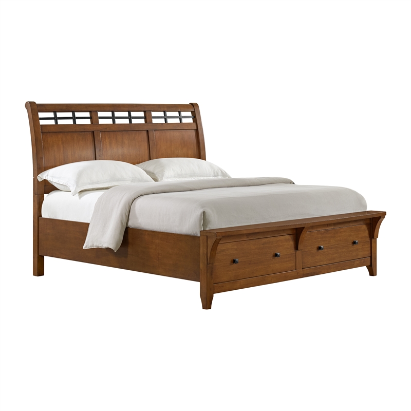 Joseph King Sleigh Storage 5PC Bedroom Set in Chestnut