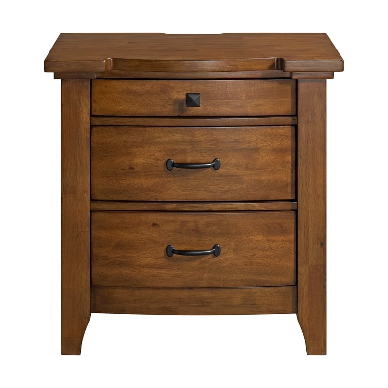Joseph 3-Drawer Nightstand with USB and Power in Chestnut