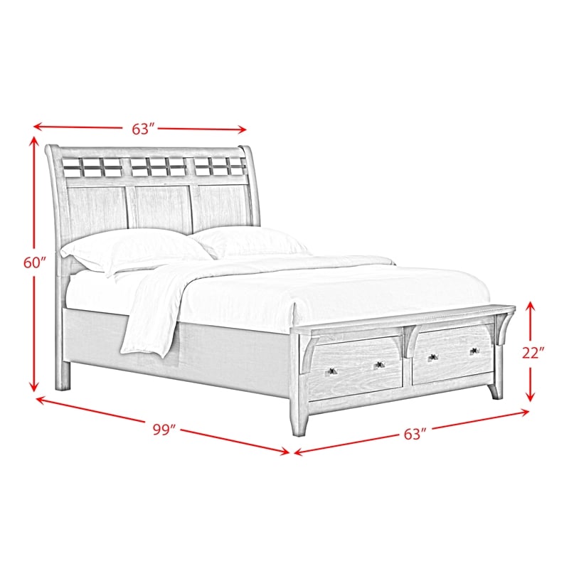 Joseph Queen Sleigh Storage 5PC Bedroom Set in Chestnut