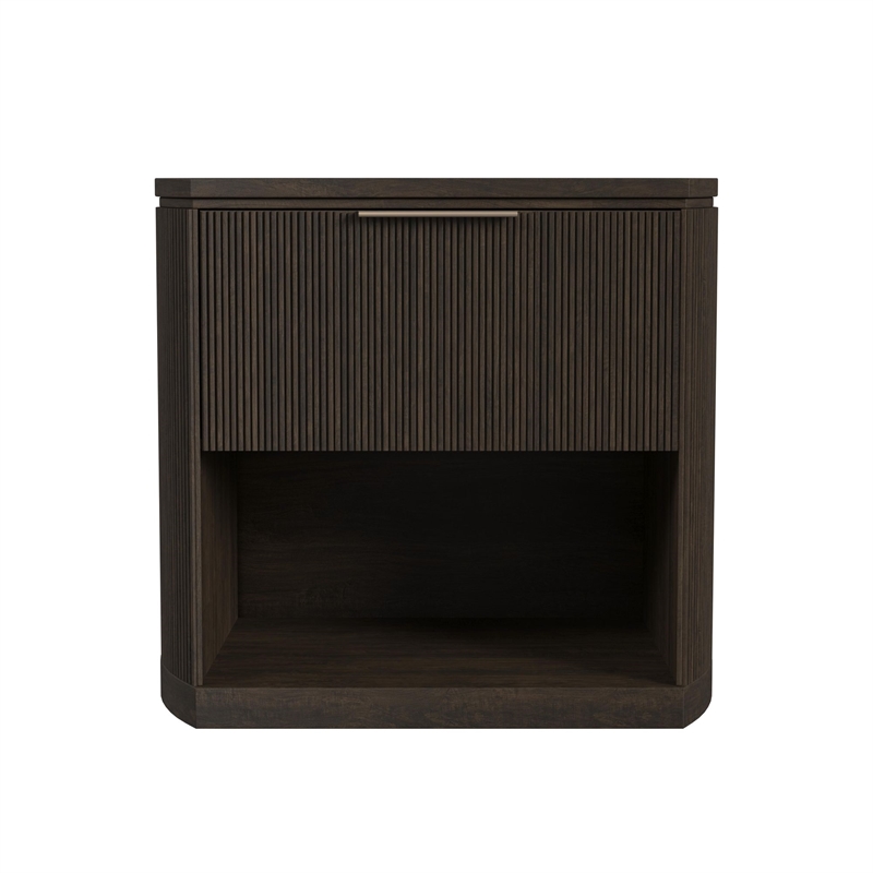 Sutton 1-Drawer Nightstand with Touch Light in Dark Brown LED