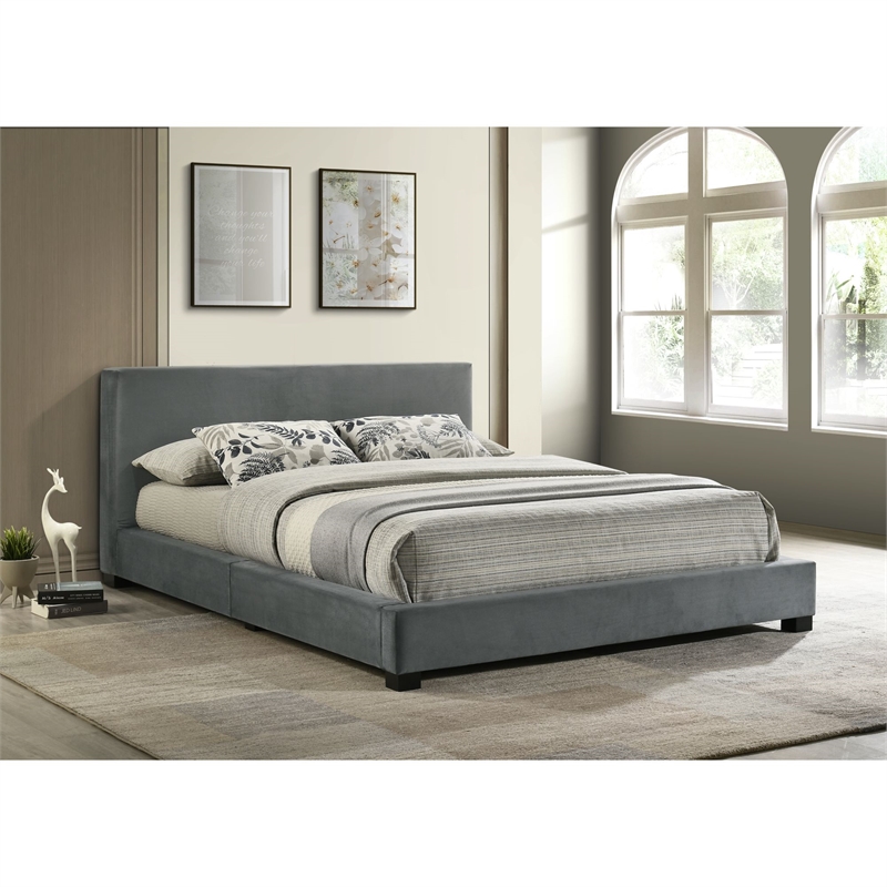 Picket House Furnishings Natalie Full Upholstered Bed in Gray Velvet