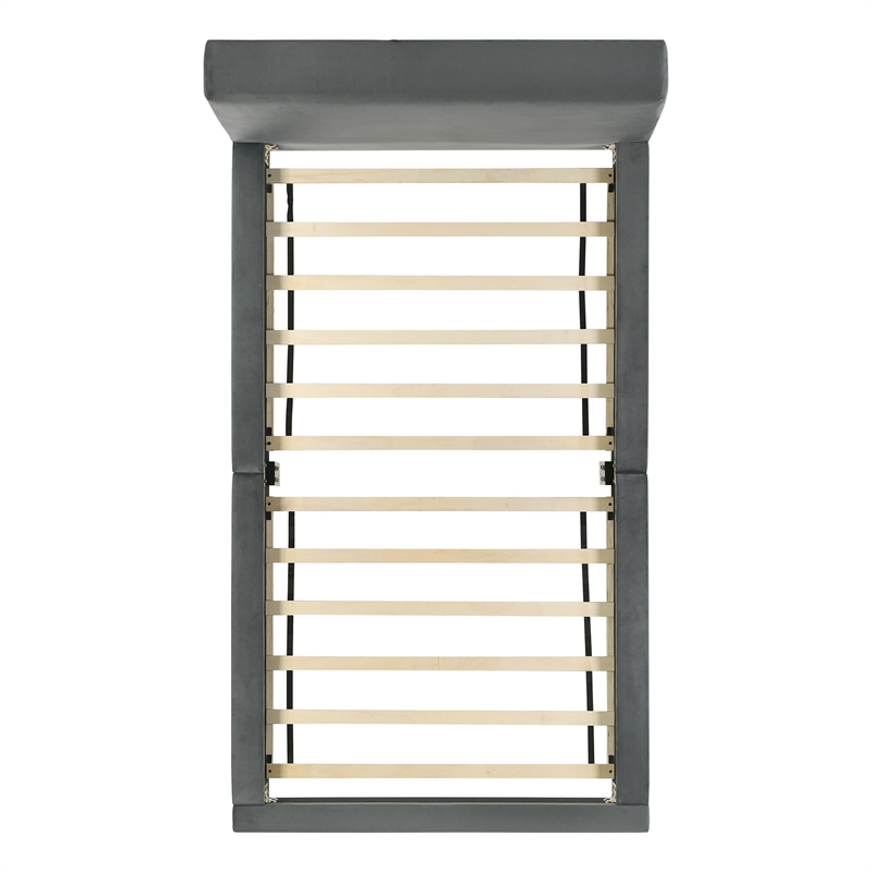 Natalie Twin Upholstered Velvet Bed in Gray