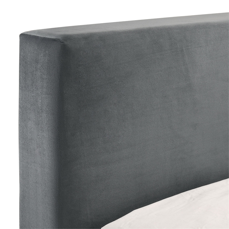 Natalie Twin Upholstered Velvet Bed in Gray
