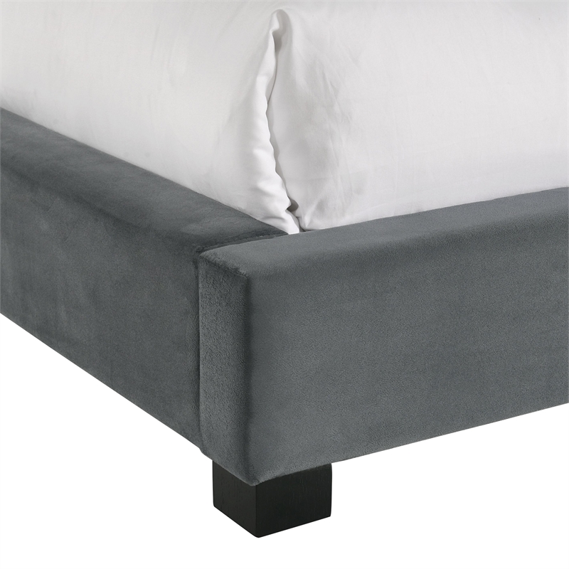 Natalie Twin Upholstered Velvet Bed in Gray