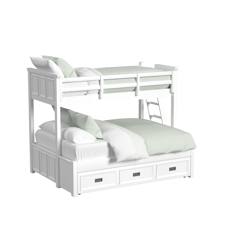 Brooklyn Kids Twin Over Full Bunk with Ladder & Trundle 3PC Bedroom Set in White