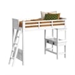 Brooklyn Kids Twin Loft with Ladder & Desk with Speaker 3PC Bedroom Set in White