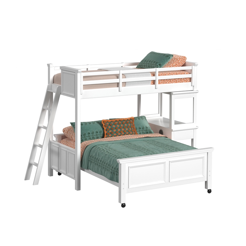 Brooklyn Kids Twin Over Full Loft - Ladder-Desk-Speaker 5PC Bedroom Set in White