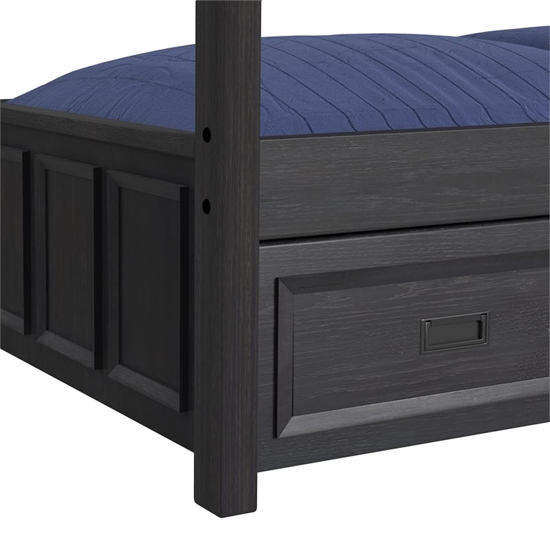 Brooklyn Kids Twin Over Twin Bunk- Staircase&Trundle 3PC Bedroom Set in Charcoal