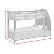 Brooklyn Kids Twin Over Twin Bunk- Staircase&Trundle 3PC Bedroom Set in Charcoal