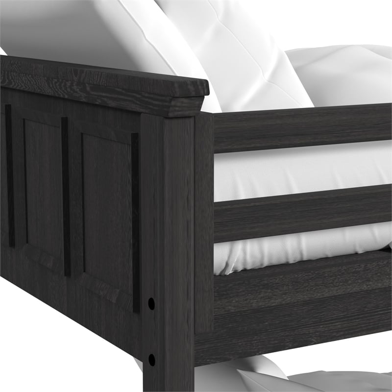 Brooklyn Kids Twin Over Full Bunk with Ladder&Trundle 3PCBedroom Set in Charcoal