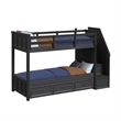 Brooklyn Kids Twin Over Twin Bunk- Staircase&Trundle 5PC Bedroom Set in Charcoal