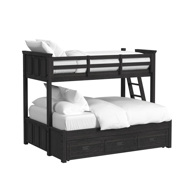 Brooklyn Kids Twin Over Full Bunk with Ladder&Trundle 5PCBedroom Set in Charcoal