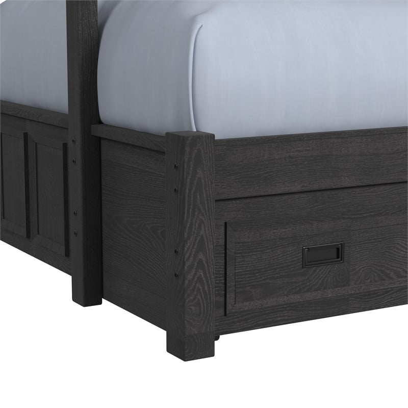 Brooklyn Kids Twin Over Full Bunk -Staircase&Trundle 3PC Bedroom Set in Charcoal