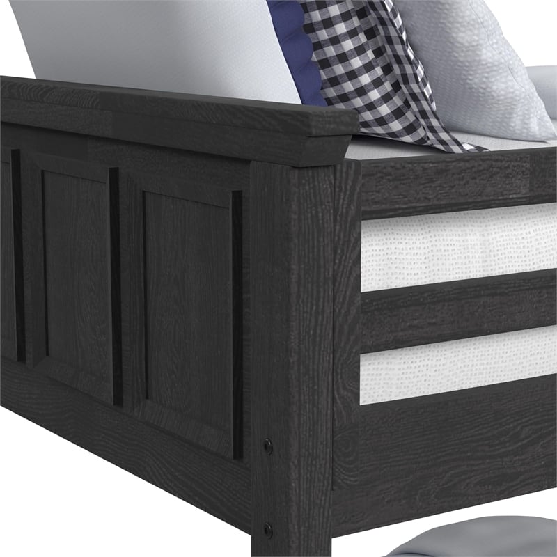 Brooklyn Kids Twin Over Full Bunk -Staircase&Trundle 3PC Bedroom Set in Charcoal