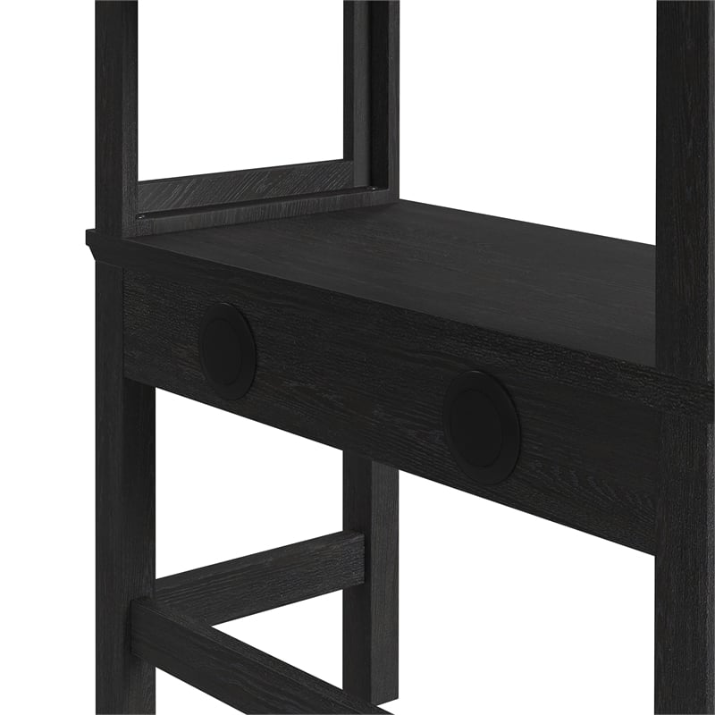 Brooklyn Kids Twin Loft with Ladder & Desk - Speaker 3PC Bedroom Set in Charcoal