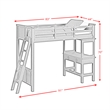 Brooklyn Kids Twin Loft with Ladder & Desk - Speaker 5PC Bedroom Set in Charcoal