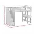 Brooklyn Kids Twin Loft with Staircase &Desk-Speaker 5PC Bedroom Set in Charcoal