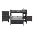 Brooklyn Kids Twin Over Full Loft-Ladder&Desk-Speaker 3PCBedroom Set in Charcoal