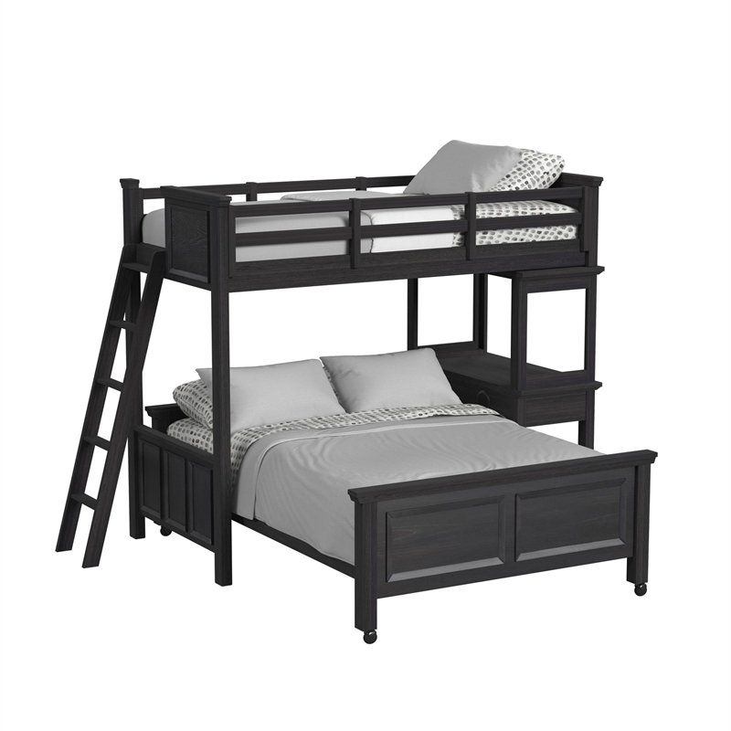 Brooklyn Kids Twin Over Full Loft-Ladder&Desk-Speaker 5PCBedroom Set in Charcoal