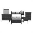 Brooklyn Kids Twin Over Full Loft-Ladder&Desk-Speaker 5PCBedroom Set in Charcoal