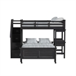 Brooklyn Kids Twin Over Full Loft with Staircase & Desk with Speaker in Charcoal