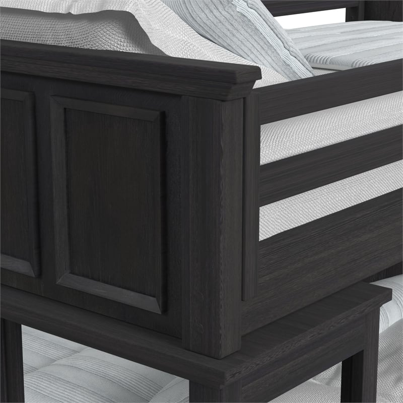 Brooklyn Kids TwinOverFull Loft -Staircase&Desk-Speaker 3PCBedroom SetinCharcoal