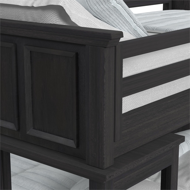 Brooklyn Kids TwinOverFull Loft -Staircase&Desk-Speaker 5PCBedroom SetinCharcoal