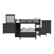 Brooklyn Kids TwinOverFull Loft -Staircase&Desk-Speaker 5PCBedroom SetinCharcoal