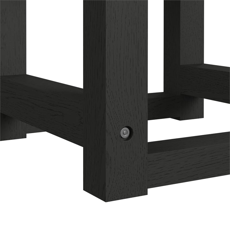 Woodridge Dressing Stool with White Fabric in Black with Grain