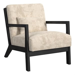 Freya Chair with kidney pillow in Langley Cream and Brushed Espresso Finish