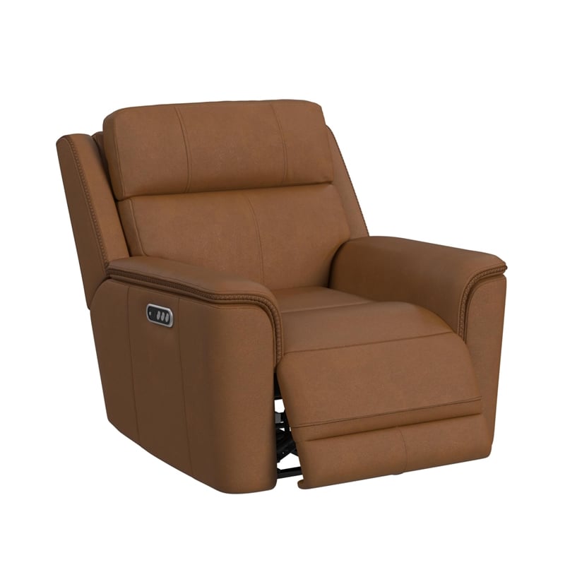 Walker Power Motion Recliner with Power Headrest and Lumbar in Aline Butternut