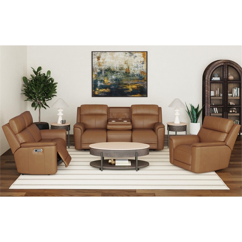 Walker Power Motion Recliner with Power Headrest and Lumbar in Aline Butternut