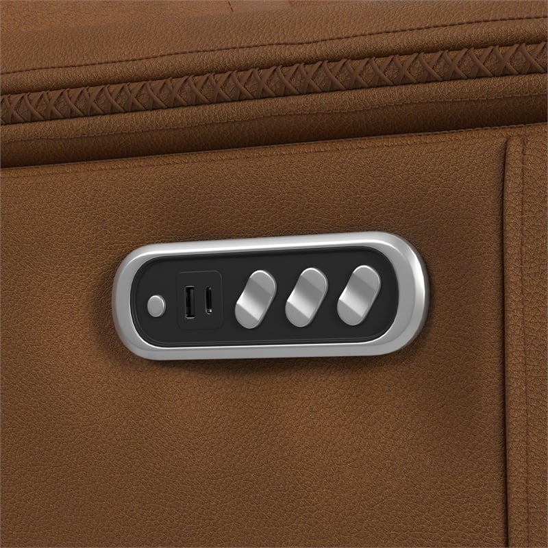 Walker Power Motion Recliner with Power Headrest and Lumbar in Aline Butternut
