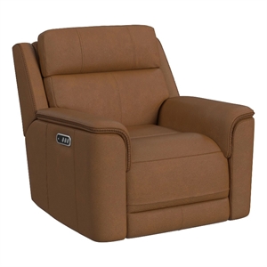 Walker Power Motion Recliner with Power Headrest and Lumbar in Aline Butternut