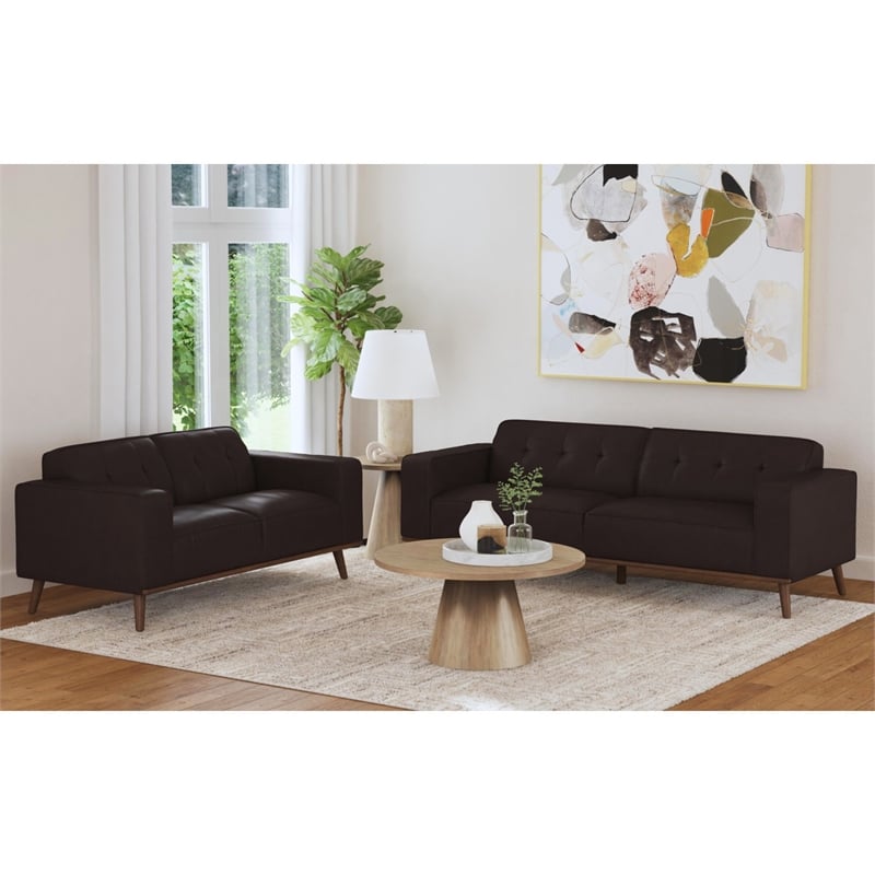 Fate 2PC Living Room Set in Pebble Brown Sofa and Loveseat